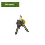 2 sleutels waarvan 1 met een geel hoesje