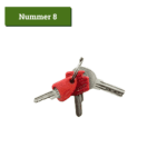 3 sleutels met rode accenten